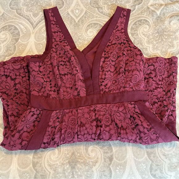 Free People Lovely In Lace Berry Fit & Flare Cut Out Back Dress - Picture 5 of 7